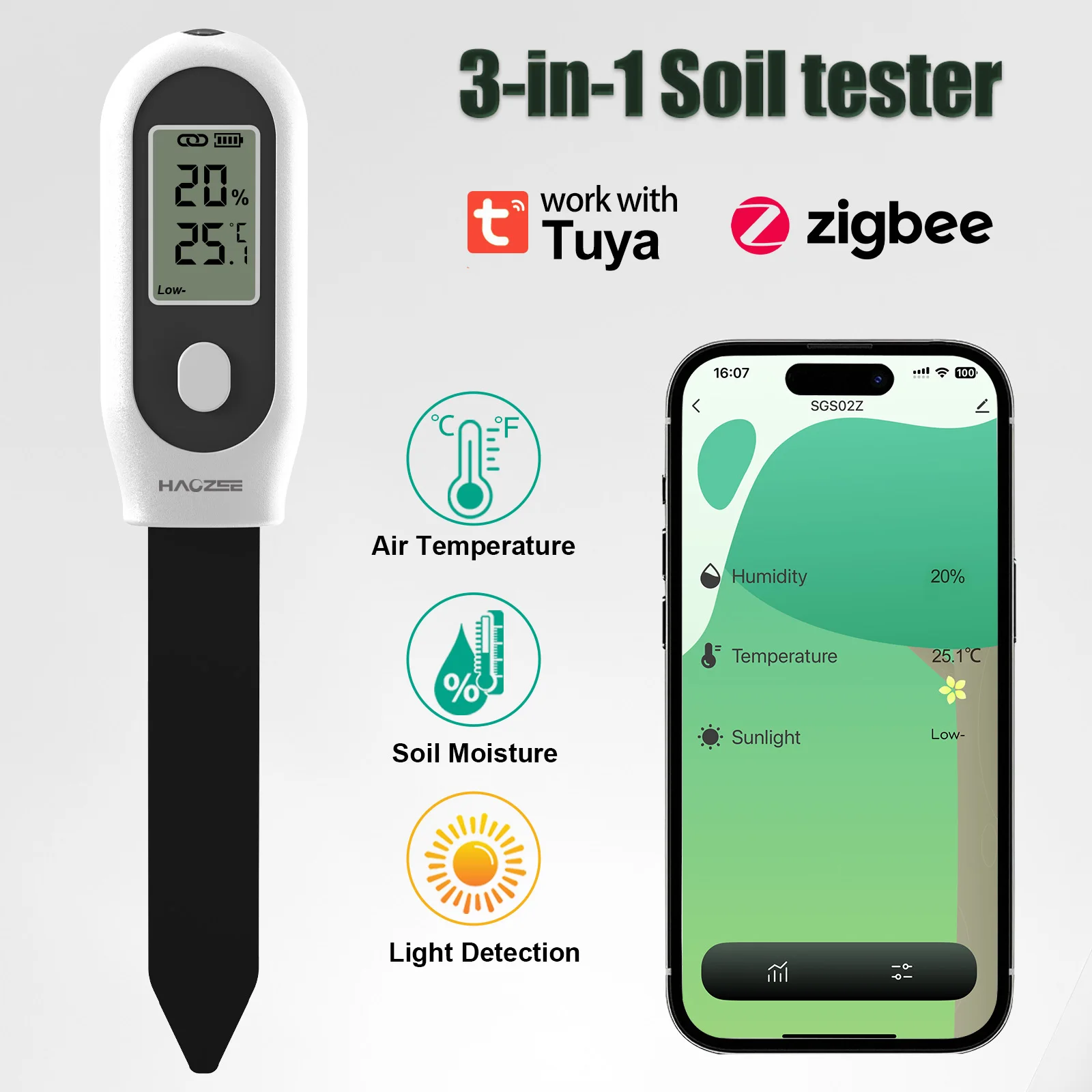 Plant Parent App - Haozee Tuya Zigbee Soil Moisture Sensor
