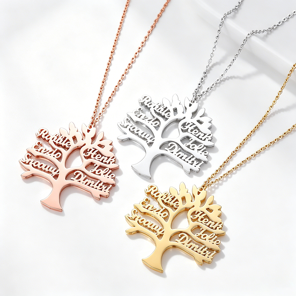 Plant Parent Or Plants - Customized “Big Tree” name pendants—necklaces engraved